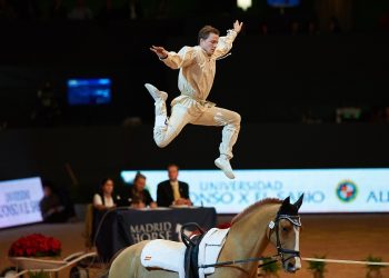 Daniel Kaiser during Individual Vaulting World Cup - round 2 competition at Madrid Horse Week at IFEMA, Madrid - Spain