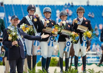 left to right : Major Richard Waygood, Piggy French, Gemma Tattersall, Ros Canter, Tom McEwen
